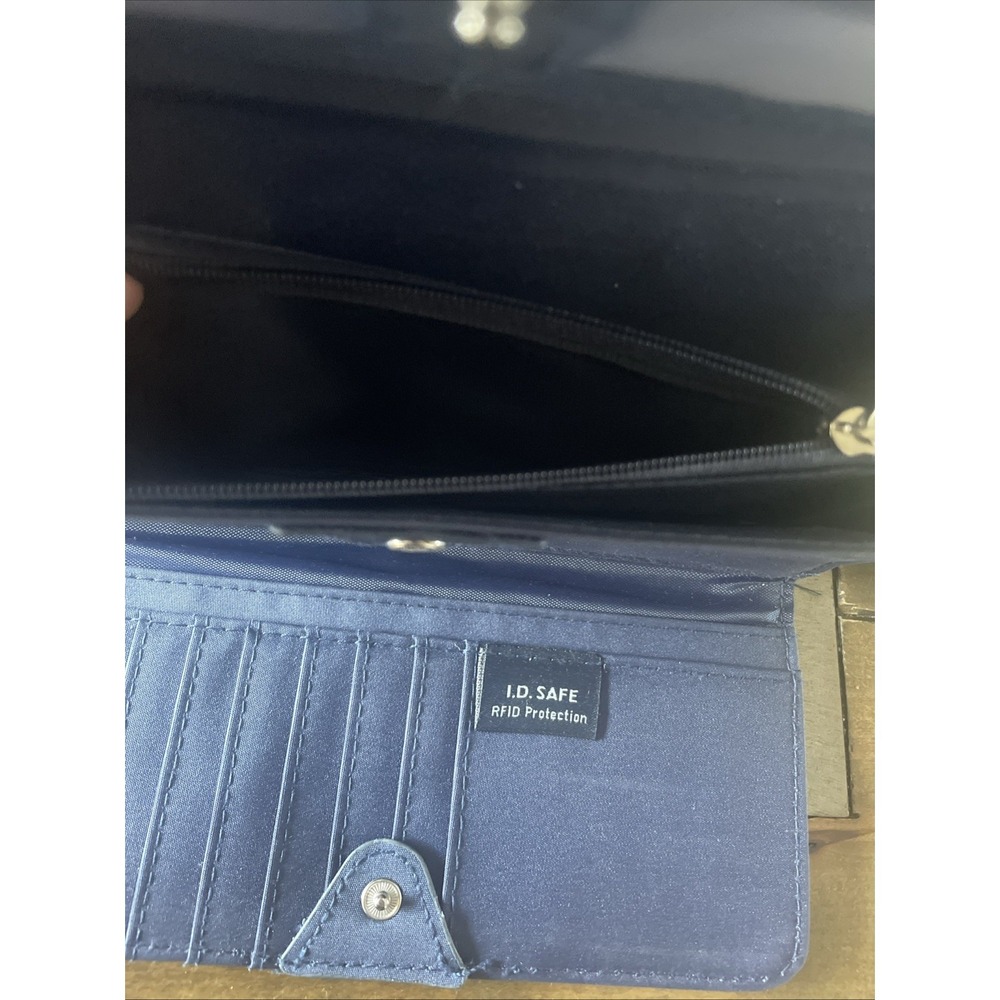 Nautica Floral RFID Trifold Wallet Womens Size OS Blue Vegan Leather Clutch - Picture 6 of 8
